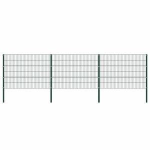 vidaXL Panou de gard cu stâlpi din fier, verde, 522x120 cm imagine