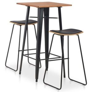 vidaXL Set mobilier de bar, 3 piese, negru, oțel imagine