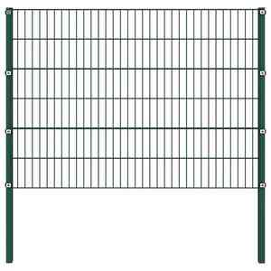 vidaXL Panou de gard cu stâlpi din fier, verde, 176, 5x120 cm imagine