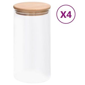 vidaXL Borcane de depozitare din sticlă capac de bambus 4 buc. 1200 ml imagine