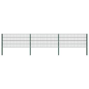 vidaXL Panou de gard cu stâlpi din fier, verde, 522x80 cm imagine