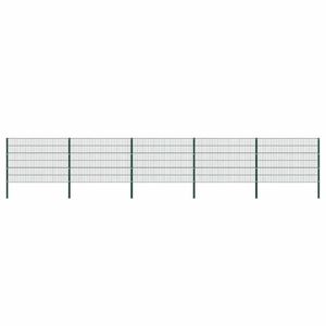 vidaXL Panou de gard cu stâlpi din fier, verde, 867x120 cm imagine