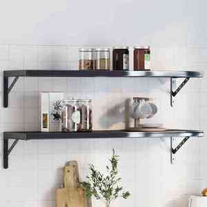 vidaXL Suporturi rafturi 4 buc. 30x2, 5x15, 5 cm negru oțel inoxidabil imagine