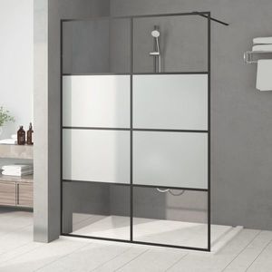 vidaXL Perete cabină duș walk-in negru 140x195 cm sticlă ESG semi-mată imagine