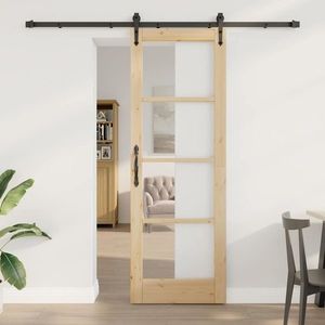 vidaXL Ușă glisantă Manual ORKDAL Maro 73.5 x 211 cm Lemn și metal imagine