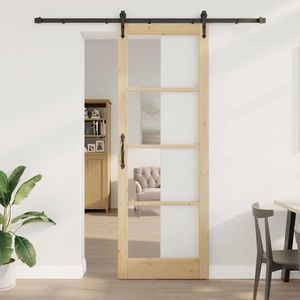 vidaXL Ușă glisantă Manual ORKDAL Maro 83 x 232 cm Lemn și metal imagine
