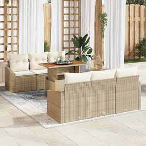 vidaXL Set de canapele pentru grădină 7 pcs Bej Rattan poli imagine