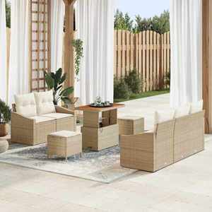 vidaXL Set de canapele pentru grădină cu pernă 8 pcs Bej și crem imagine