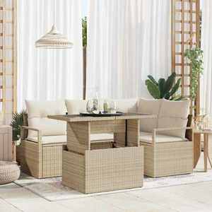 vidaXL Set de canapele pentru grădină 5 pcs Bej Rattan poli imagine