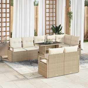 vidaXL Set de canapele pentru grădină 9 pcs Bej Rattan poli imagine