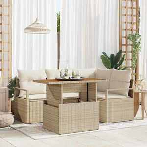 vidaXL Set de canapele pentru grădină 5 pcs Bej Rattan poli imagine