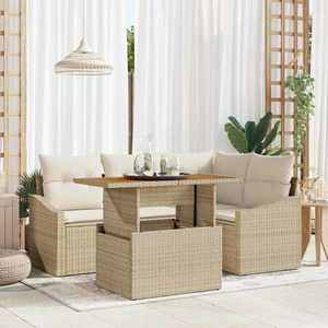vidaXL Set de canapele pentru grădină 5 pcs Bej Rattan poli imagine
