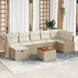 vidaXL Set de canapele pentru grădină cu pernă 8 pcs Bej Rattan poli imagine