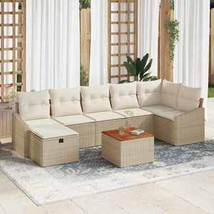 vidaXL Set de canapele pentru grădină 8 pcs Bej Rattan poli imagine
