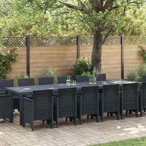 vidaXL Set de masă pentru grădină 15 pcs Antracit Ratan Polt imagine