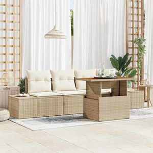vidaXL Set de canapele pentru grădină 5 pcs Bej Rattan poli imagine
