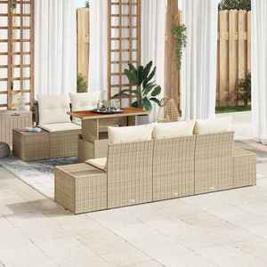 vidaXL Set de canapele pentru grădină 6 pcs Bej Rattan poli imagine