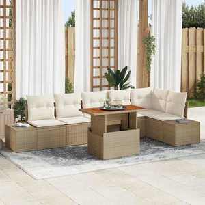 vidaXL Set de canapele pentru grădină 7 pcs Bej Rattan poli imagine