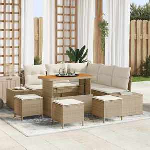 vidaXL Set de canapele pentru grădină 8 pcs Bej Rattan poli imagine