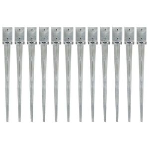 vidaXL Țăruși de sol, 12 buc., argintiu, 9x9x90 cm, oțel galvanizat imagine