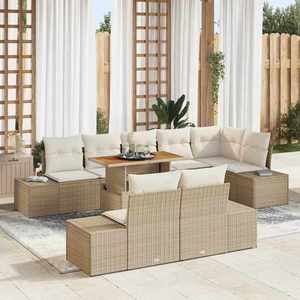 vidaXL Set de canapele pentru grădină 9 pcs Bej Rattan poli imagine