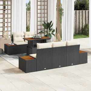 vidaXL Set de canapele pentru grădină 6 pcs Negru Rattan poli imagine