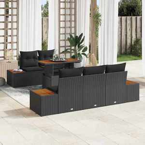 vidaXL Set de canapele pentru grădină 6 pcs Negru Rattan poli imagine