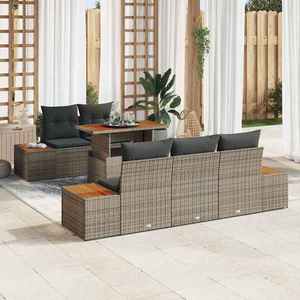 vidaXL Set de canapele pentru grădină 6 pcs Gri Rattan poli imagine