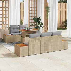 vidaXL Set de canapele pentru grădină 6 pcs Bej Rattan poli imagine