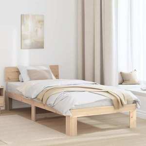 vidaXL Cadru de pat cu headboard natural 75 x 190 cm Lemn de pin masiv imagine