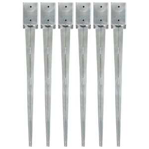 vidaXL Țăruși de sol, 6 buc., argintiu, 9x9x90 cm, oțel galvanizat imagine