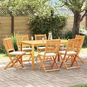 vidaXL Scaun pliant 6 pcs Alb 49 x 57.5 x 92cm Lemn masiv de acacia imagine