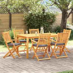 vidaXL Scaun pliant 6 pcs Gri 49 x 57.5 x 92cm Lemn masiv de acacia imagine
