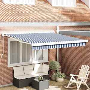 vidaXL Cortina Retractabilă Manual Albastru și alb 300 x 250 cm imagine