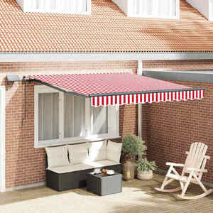 vidaXL Cortina Retractabilă Manual Roșu și alb 300 x 250 cm țesătură imagine