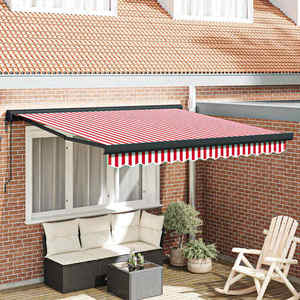 vidaXL Cortina Retractabilă Roșu și alb 300 x 250 cm Stofă și Metal imagine