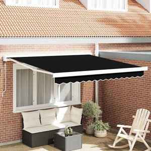 vidaXL Cortina Retractabilă Manual Negru 300 x 250 cm Stofă și Metal imagine