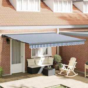 vidaXL Cortina Retractabilă Manual Albastru și alb 350 x 250 cm imagine