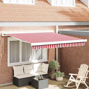 vidaXL Cortina Retractabilă Roșu și Alb 350 x 250 cm Stofă și Metal imagine