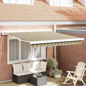 vidaXL Cortina Retractabilă Manual Verde și galben 350 x 250 cm imagine