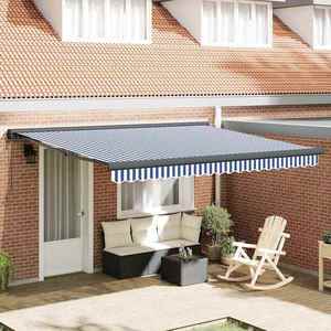 vidaXL Cortina Retractabilă Manual Albastru și alb 400 × 300 cm imagine