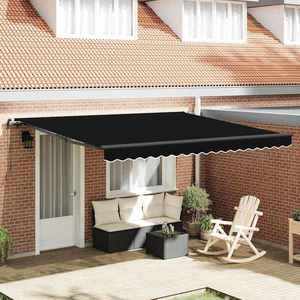 vidaXL Cortina Retractabilă Manual Negru 400 × 300 cm țesătură imagine
