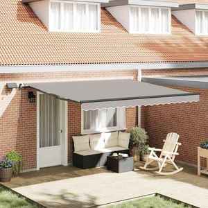 vidaXL Cortina Retractabilă Manual Gri deschis 400 ×300 cm țesătură imagine