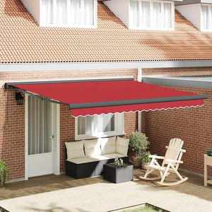 vidaXL Cortina Retractabilă Roșu 400 × 300 cm Material textil, Metal imagine