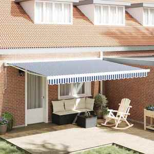 vidaXL Cortina Retractabilă Manual Albastru și alb 450 × 300 cm imagine