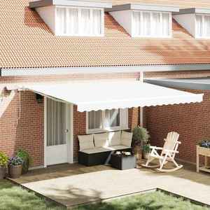 vidaXL Cortina Retractabilă cu Manual Alb 450 ×300 cm țesătură imagine