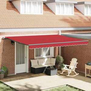 vidaXL Cortina Retractabilă Manual Roșu 450 × 300 cm țesătură imagine