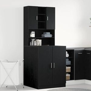 vidaXL Dulap pentru mașina de spălat 2 pcs Stejar negru imagine