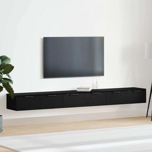 vidaXL Dulap de perete cu sertar 2 pcs Stejar negru 102 x 30 x 20 cm imagine