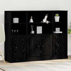 vidaXL Highboard Stejar Negru Lemn compozit imagine